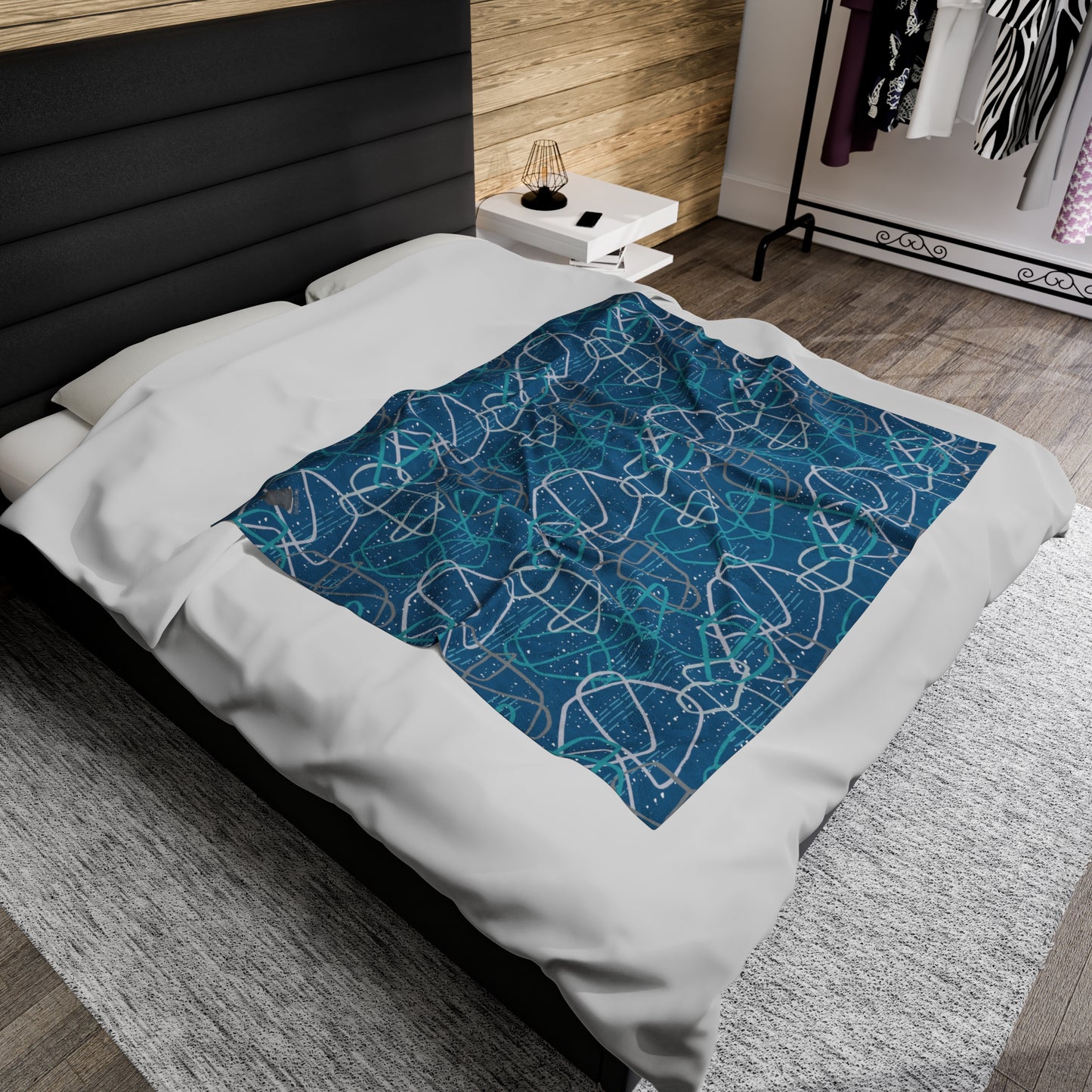 "Life's Not Linear" Graphic, UltraPlush Blanket in Dark Blue