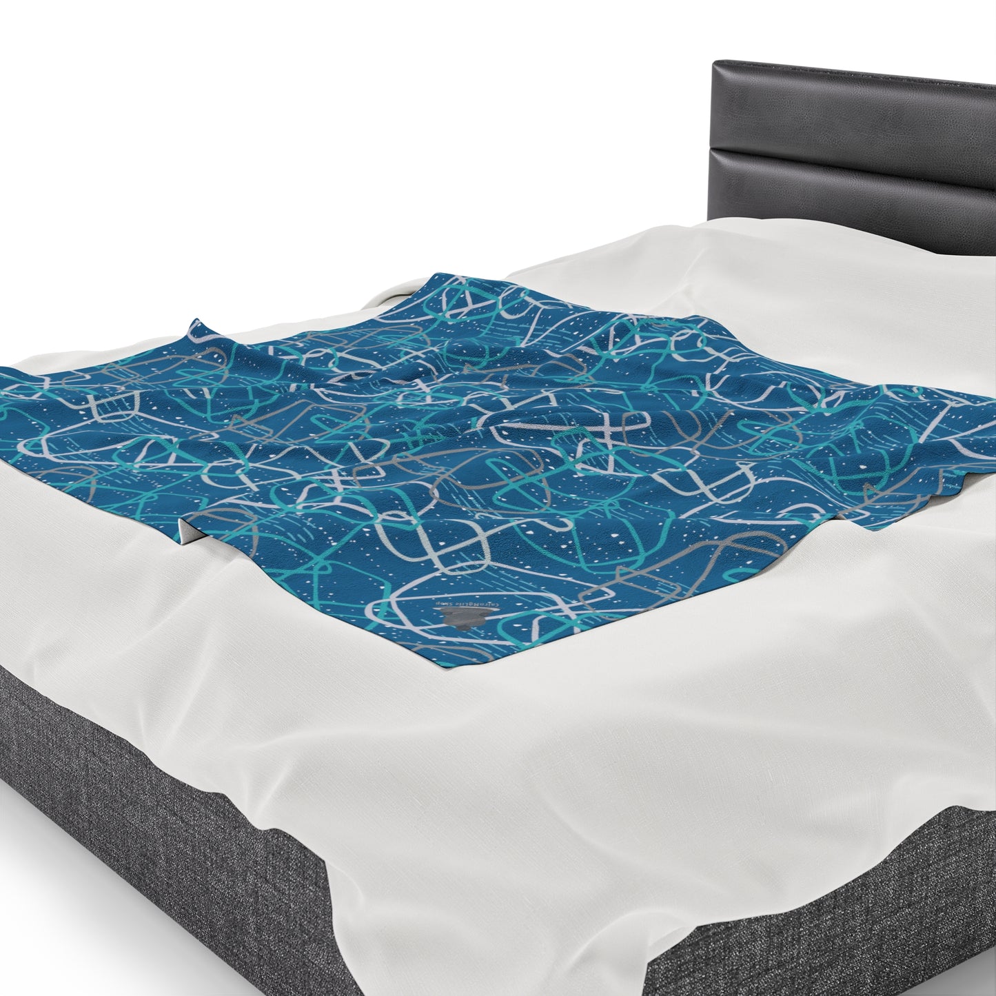 "Life's Not Linear" Graphic, UltraPlush Blanket in Dark Blue