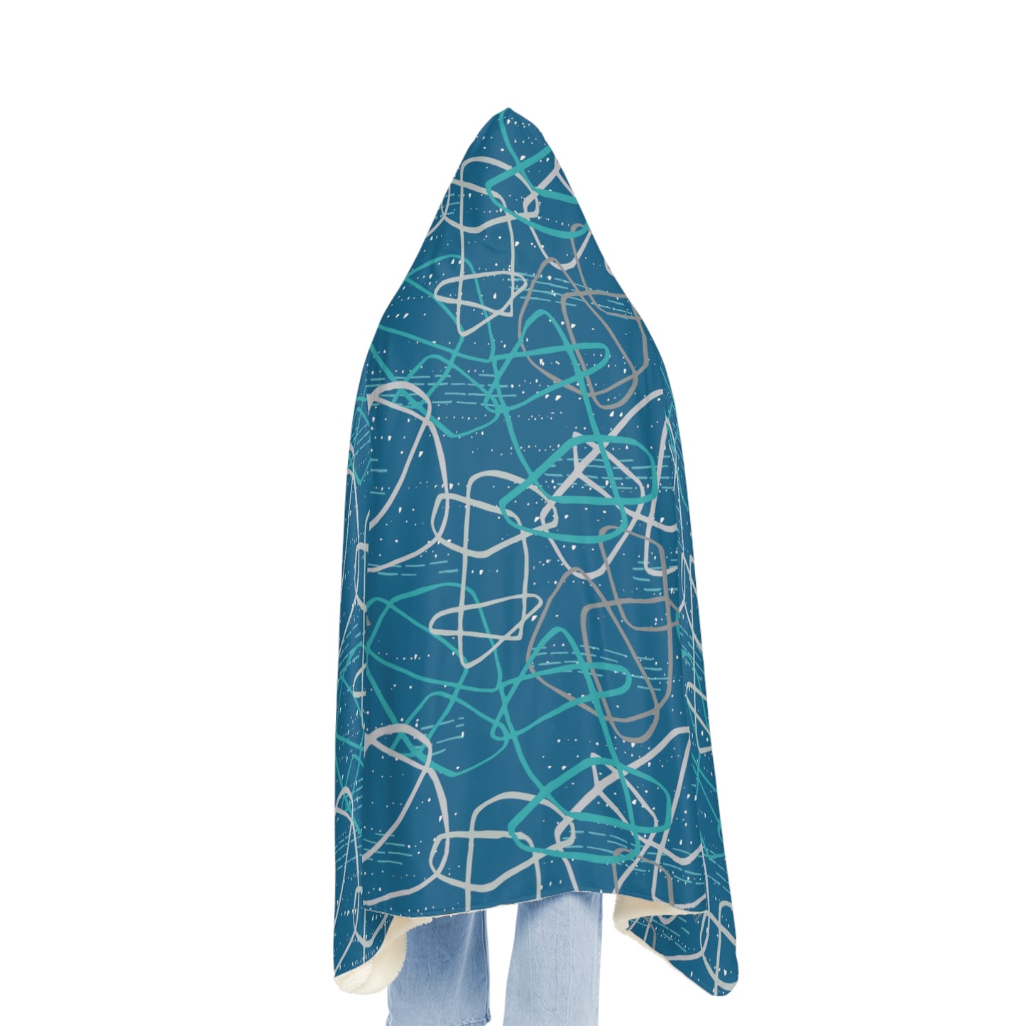 "Life's not Linear" Hooded Blanket in Dark Blue - 2 Interior options!