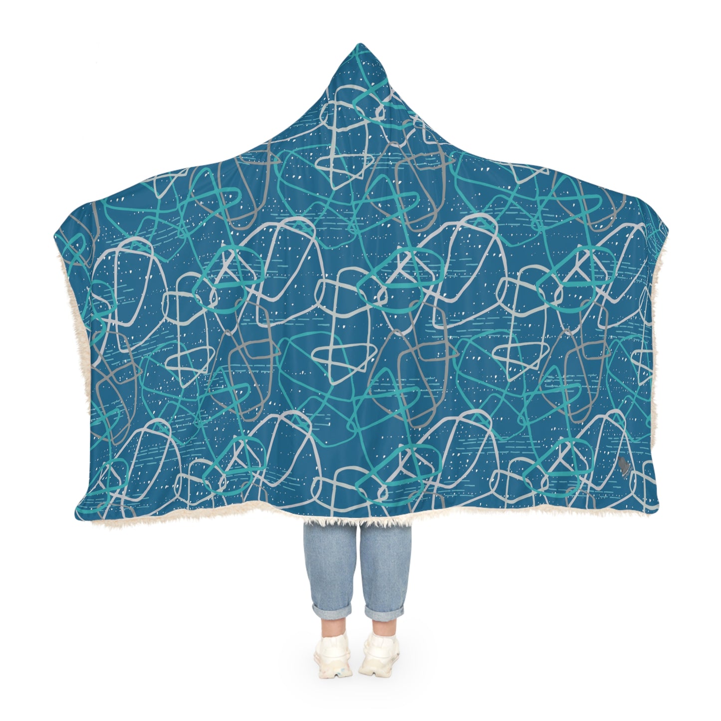 "Life's not Linear" Hooded Blanket in Dark Blue - 2 Interior options!