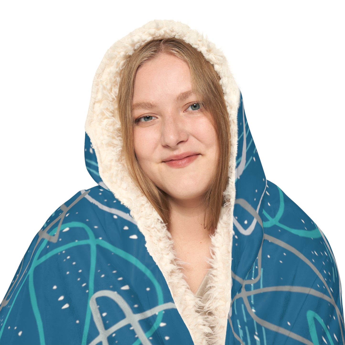 "Life's not Linear" Hooded Blanket in Dark Blue - 2 Interior options!