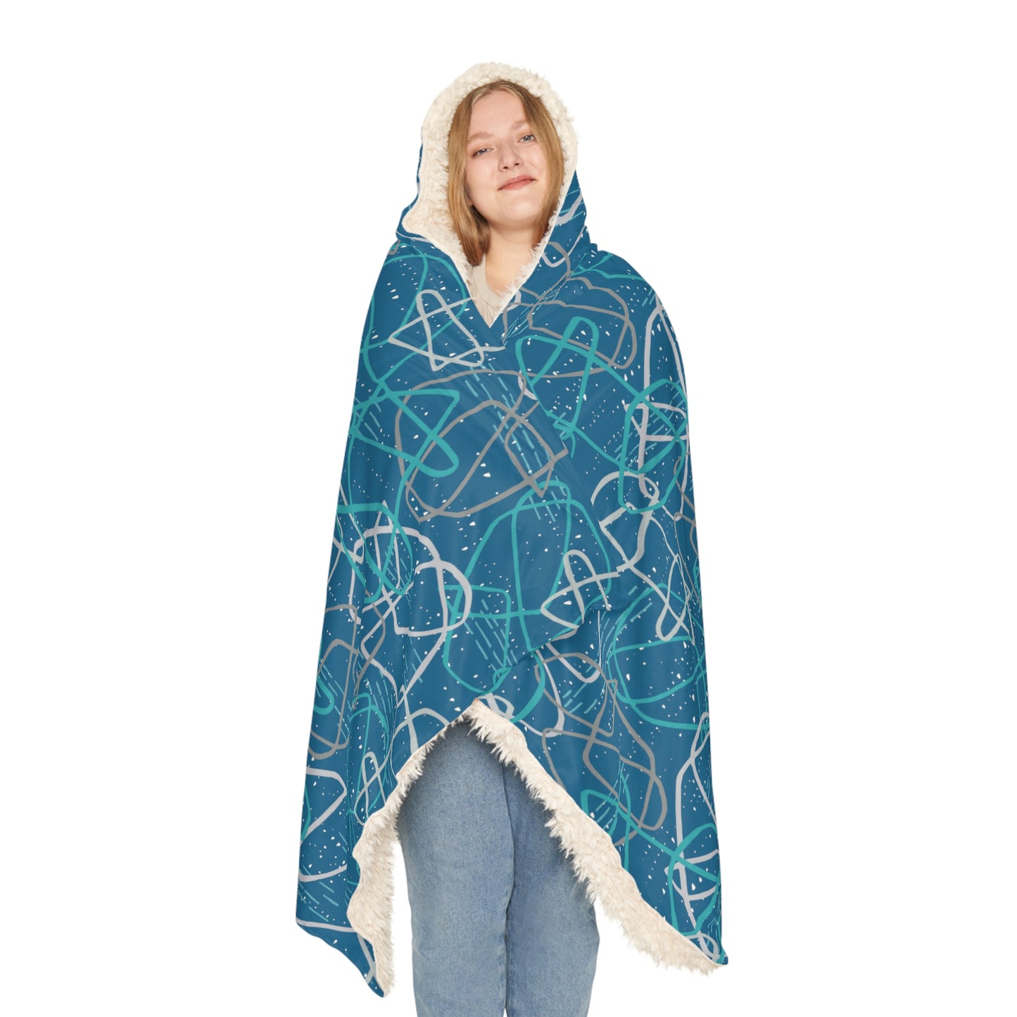 "Life's not Linear" Hooded Blanket in Dark Blue - 2 Interior options!