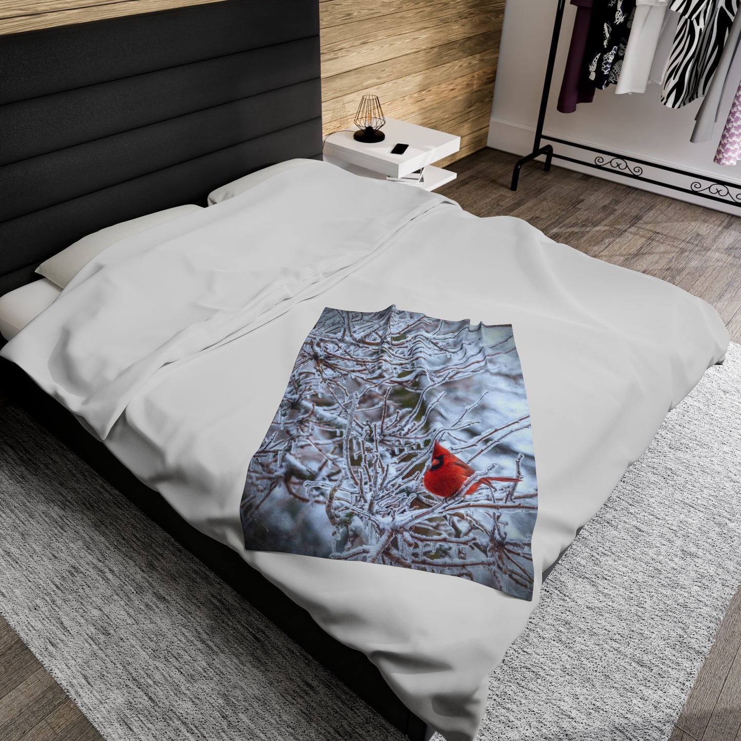 "WINTER CARDINAL"  Graphic -- UltraPlush Blanket