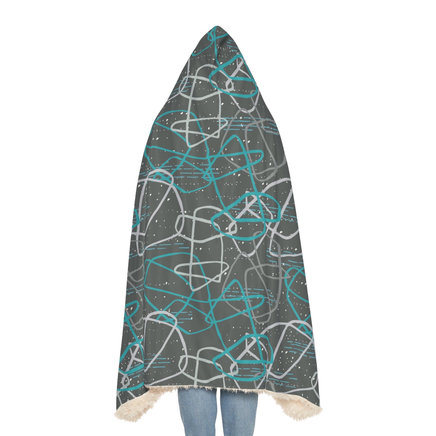 "Life's Not Linear" Hooded Blanket in Slate (2 Interior options)