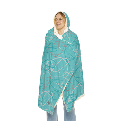 "Life's Not Linear" Hooded Blanket in Aqua (2 Interior options)