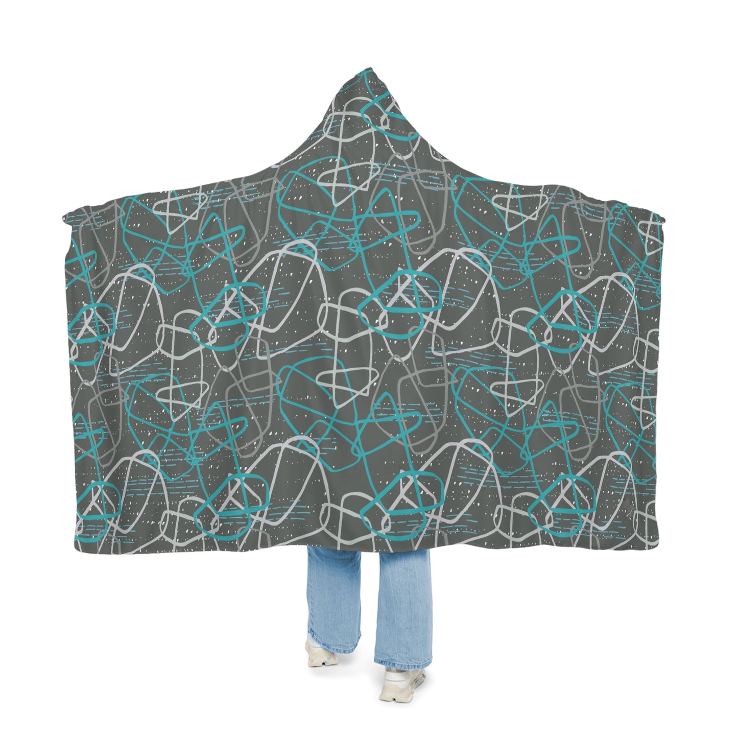 "Life's Not Linear" Hooded Blanket in Slate (2 Interior options)