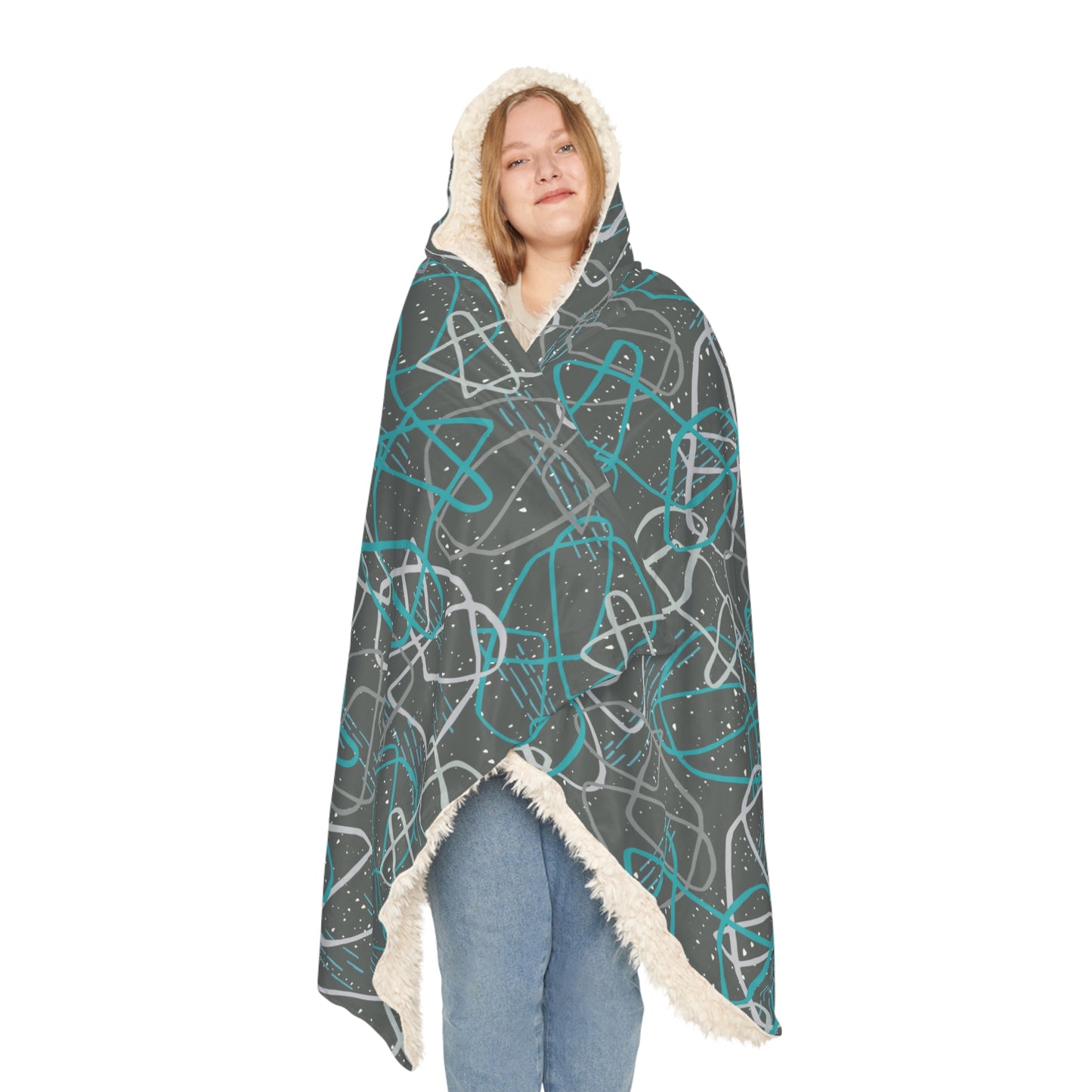 "Life's Not Linear" Hooded Blanket in Slate (2 Interior options)