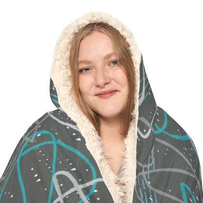 "Life's Not Linear" Hooded Blanket in Slate (2 Interior options)