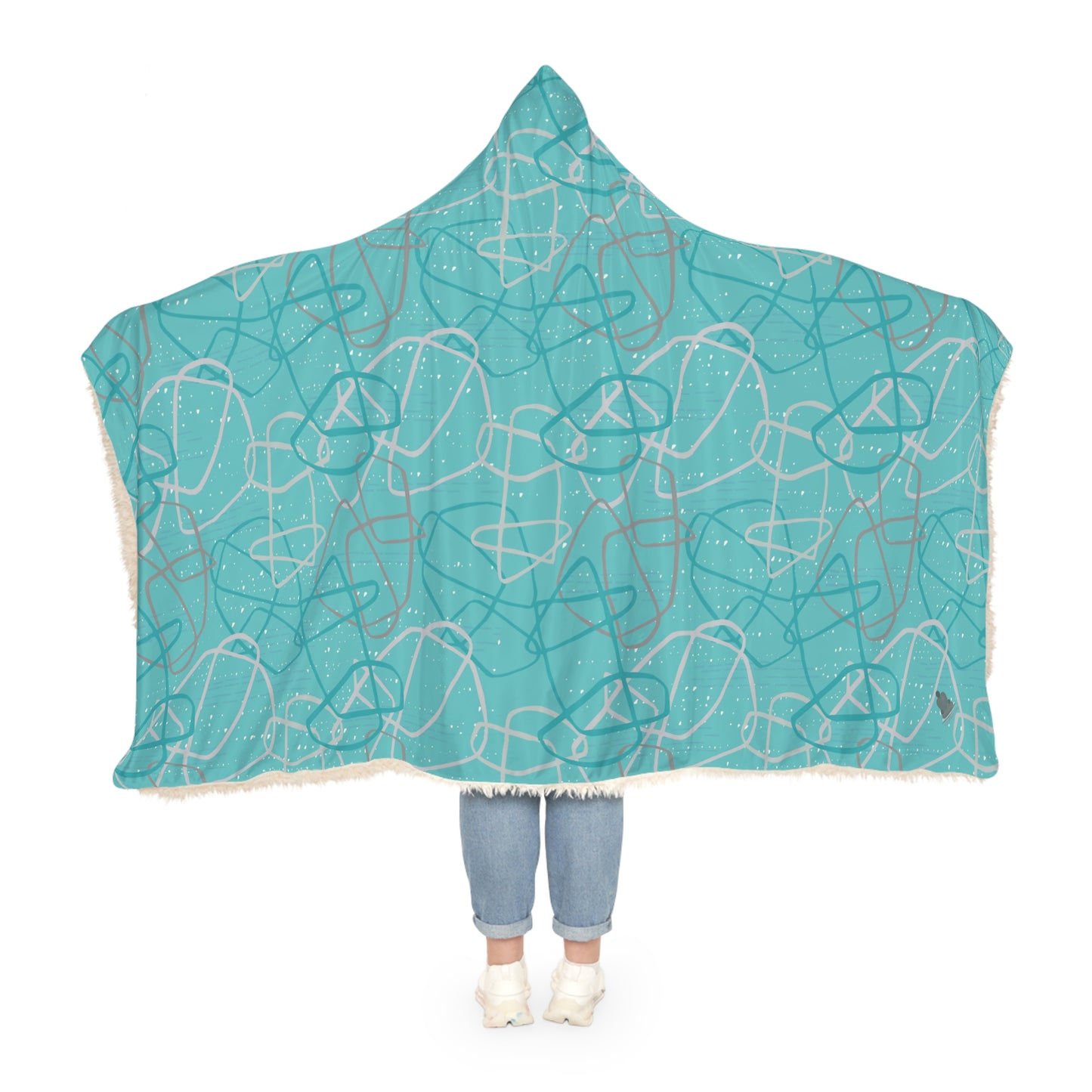 "Life's Not Linear" Hooded Blanket in Aqua (2 Interior options)