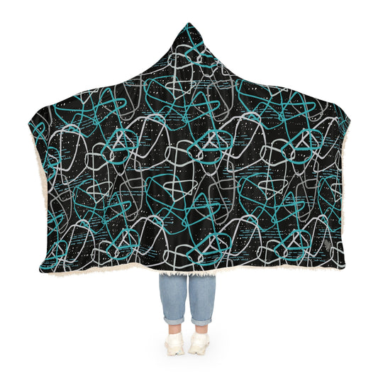 "Life's Not Linear" Hooded Blanket in Black - 2 Interior options