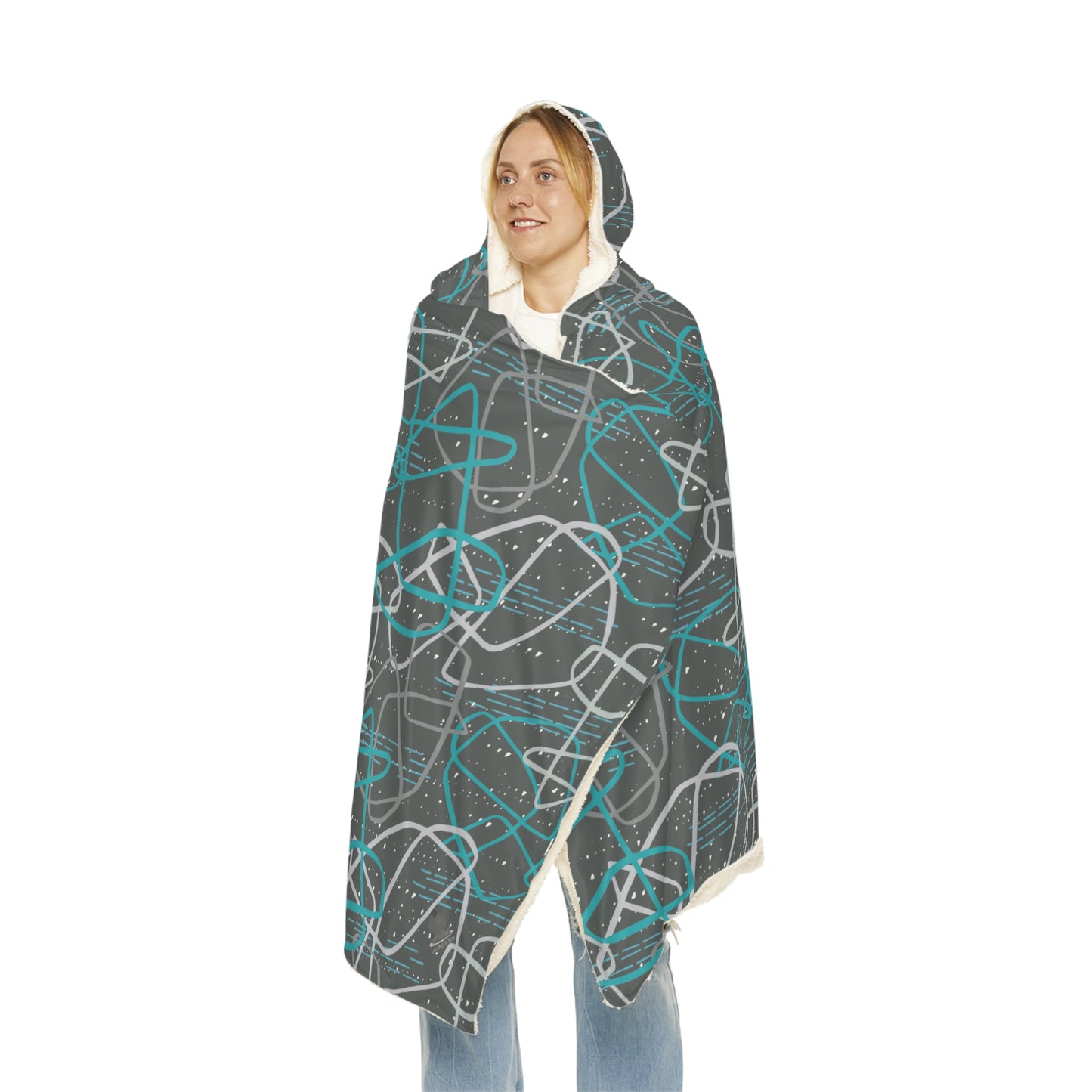 "Life's Not Linear" Hooded Blanket in Slate (2 Interior options)