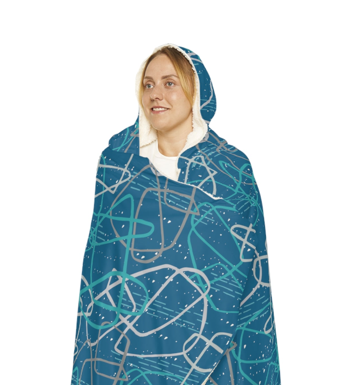 "Life's Not Linear" Hooded Blanket in Slate (2 Interior options)