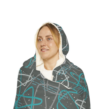 "Life's Not Linear" Hooded Blanket in Slate (2 Interior options)