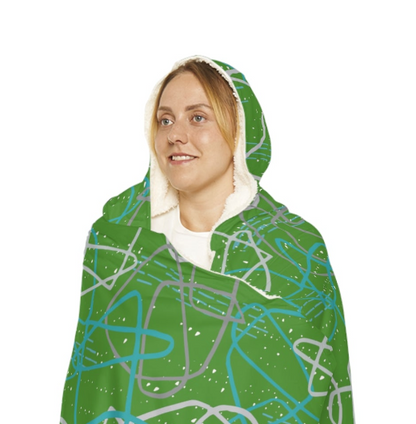"Life's Not Linear" Hooded Blanket in Slate (2 Interior options)