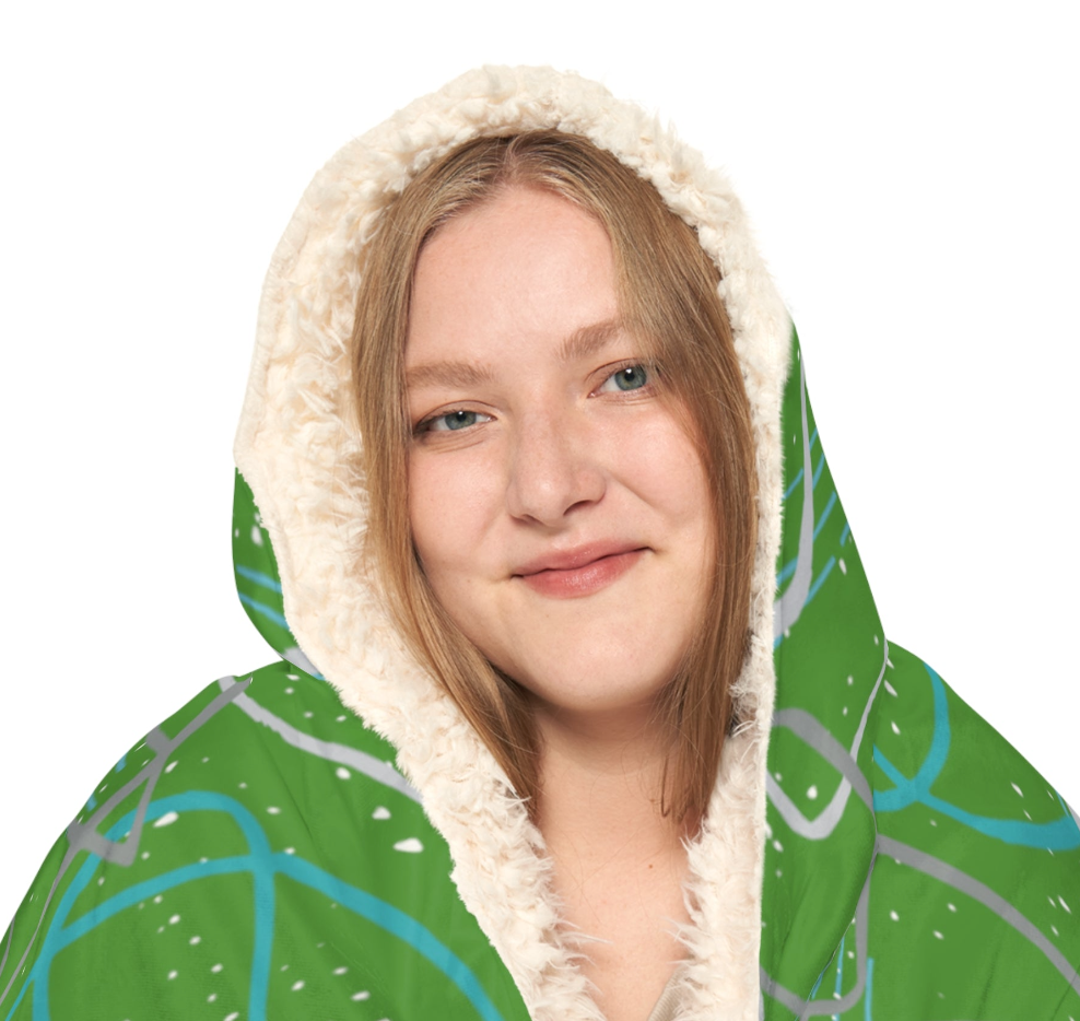 "Life's Not Linear" Hooded Blanket in Slate (2 Interior options)