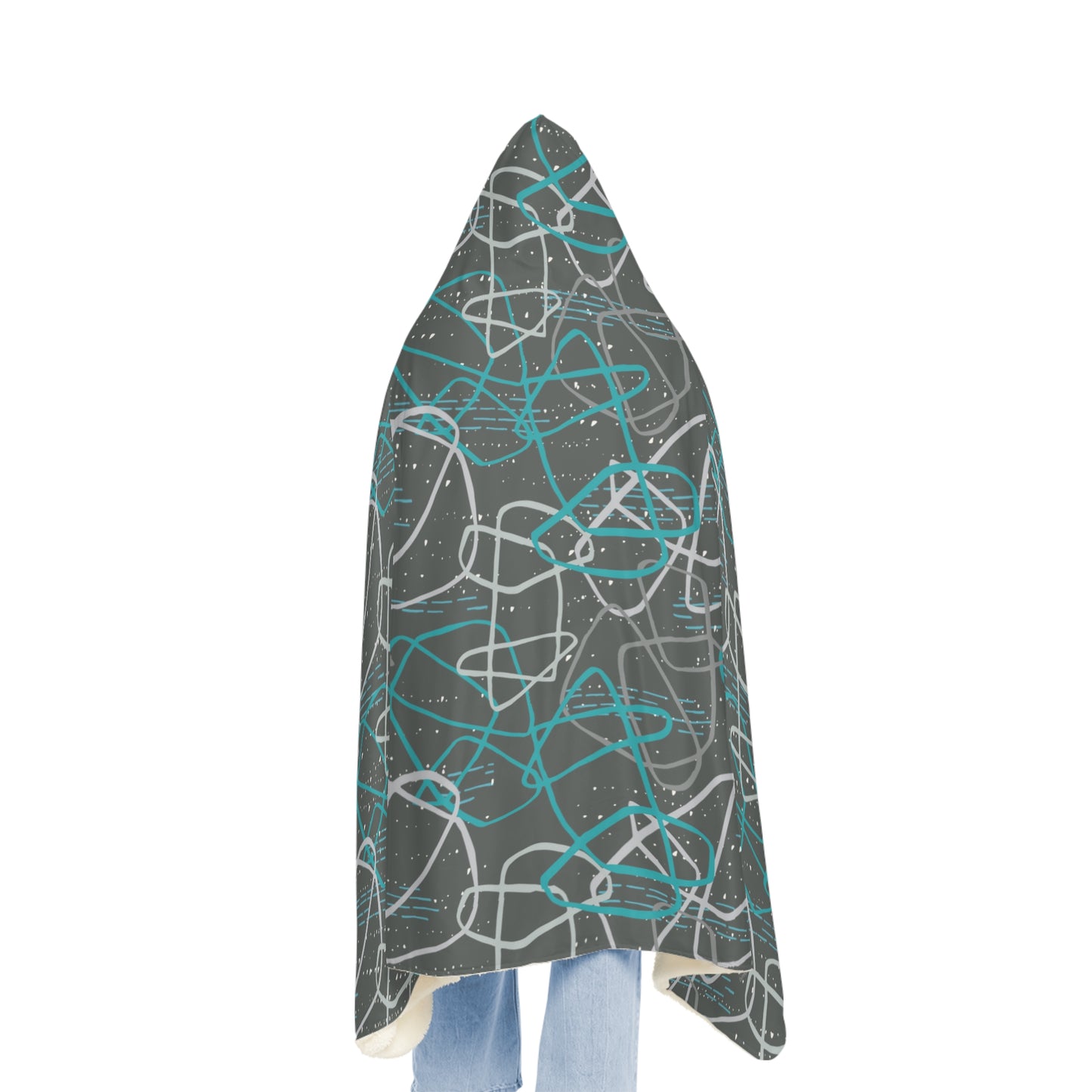 "Life's Not Linear" Hooded Blanket in Slate (2 Interior options)