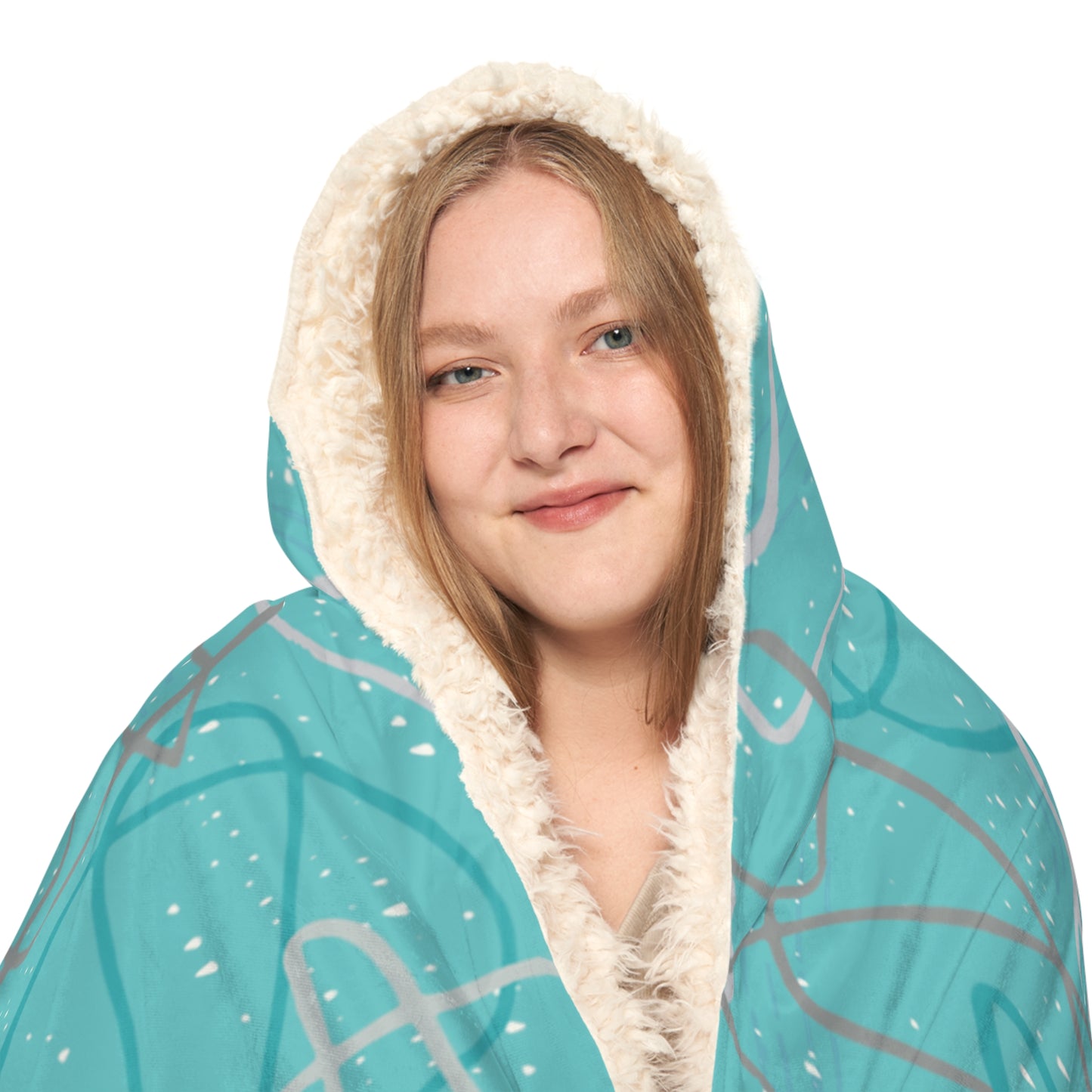 "Life's Not Linear" Hooded Blanket in Aqua (2 Interior options)