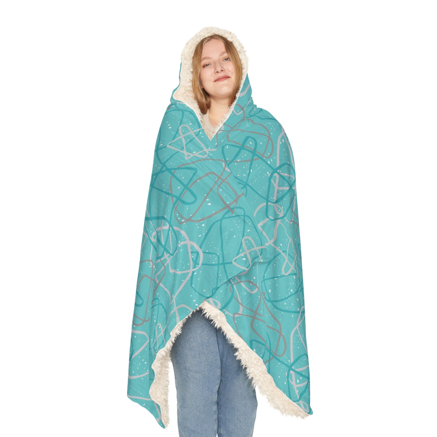 "Life's Not Linear" Hooded Blanket in Aqua (2 Interior options)